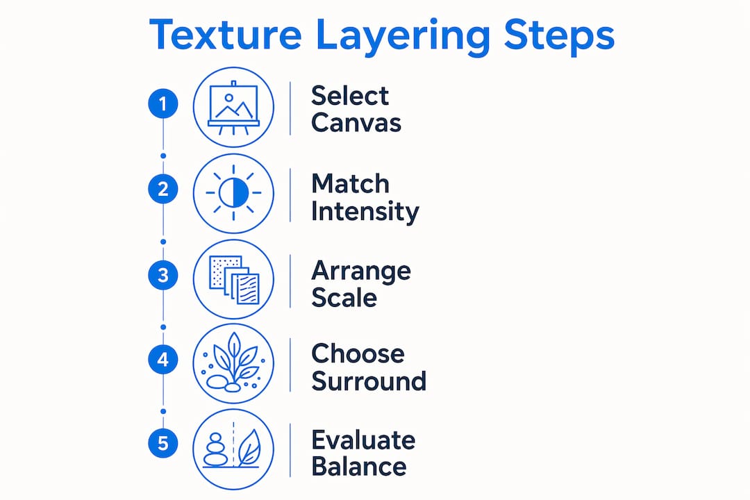 Infographic showing key layering texture steps