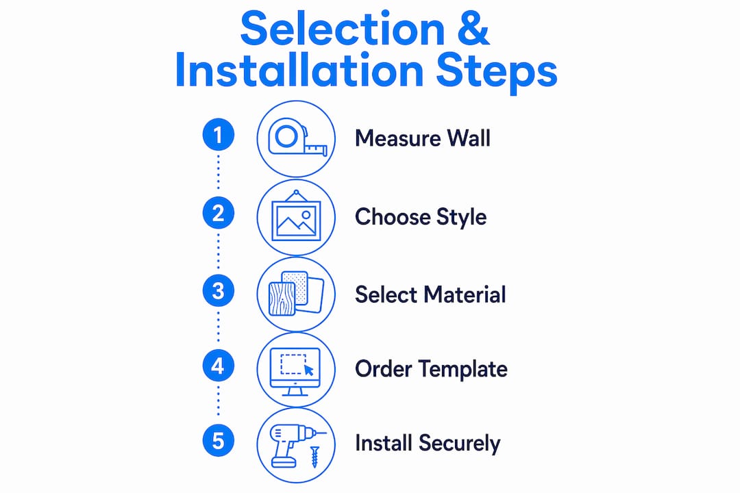 Infographic detailing steps to select and install wall art