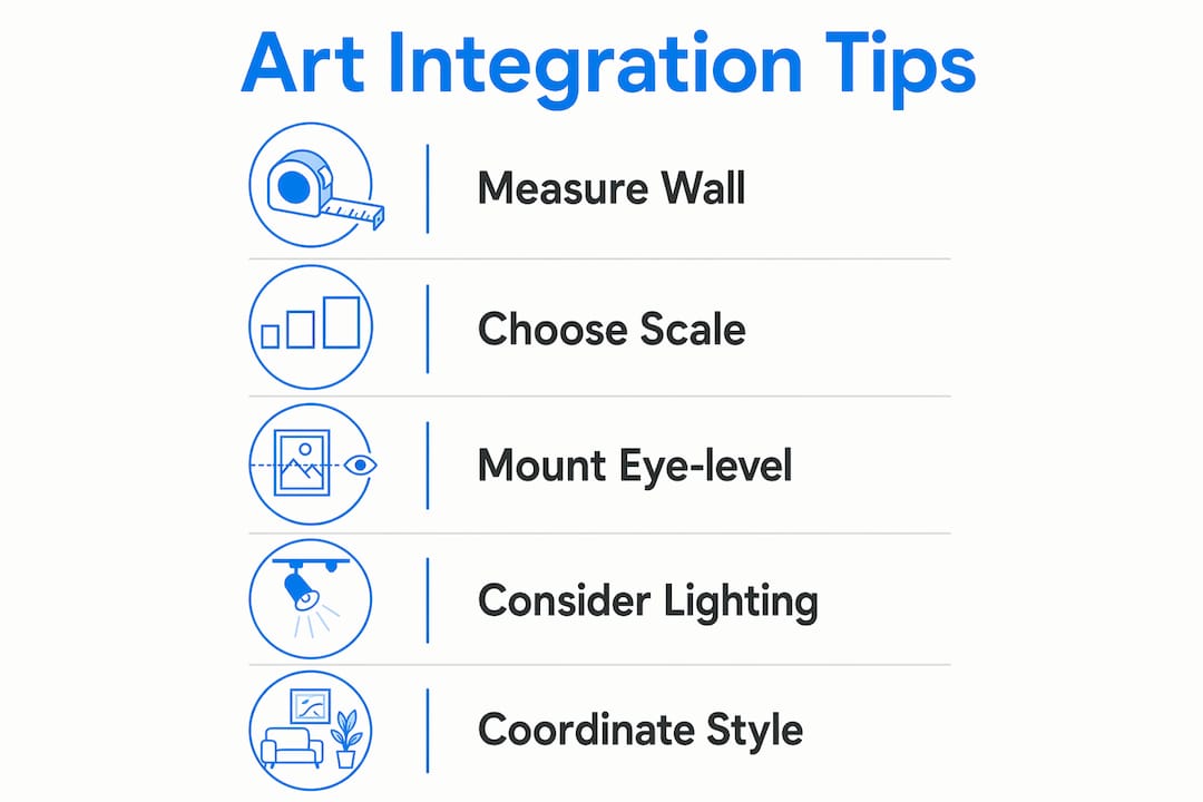 Infographic showing practical factors for integrating art
