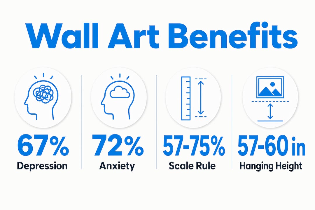 Infographic showing key wall art benefits and guidelines