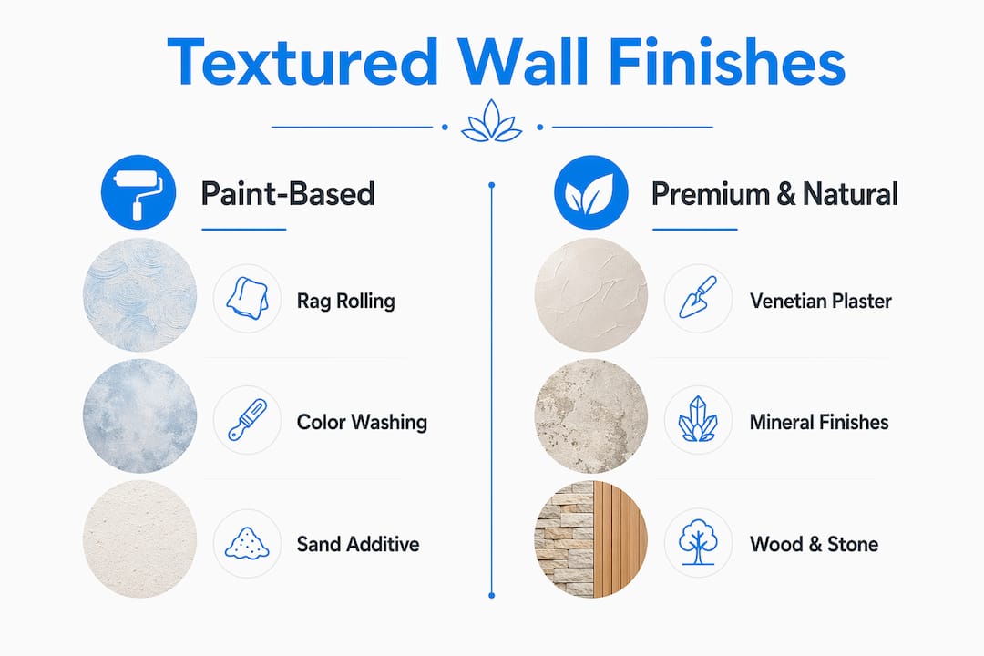 Infographic comparing paint-based and premium textured wall finishes