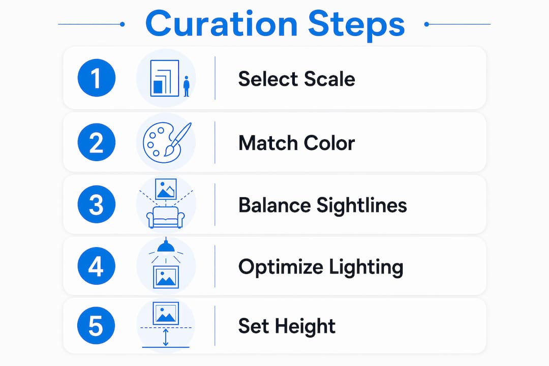 Infographic showing art curation core principles