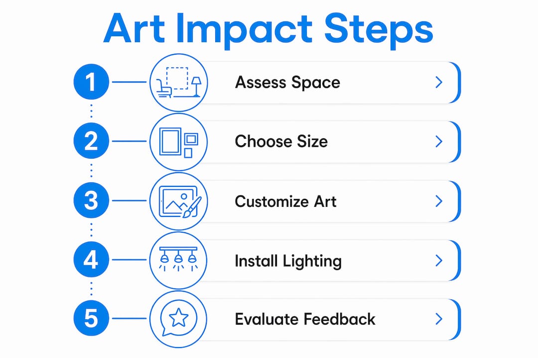 Infographic illustrating steps to improve client impressions with art