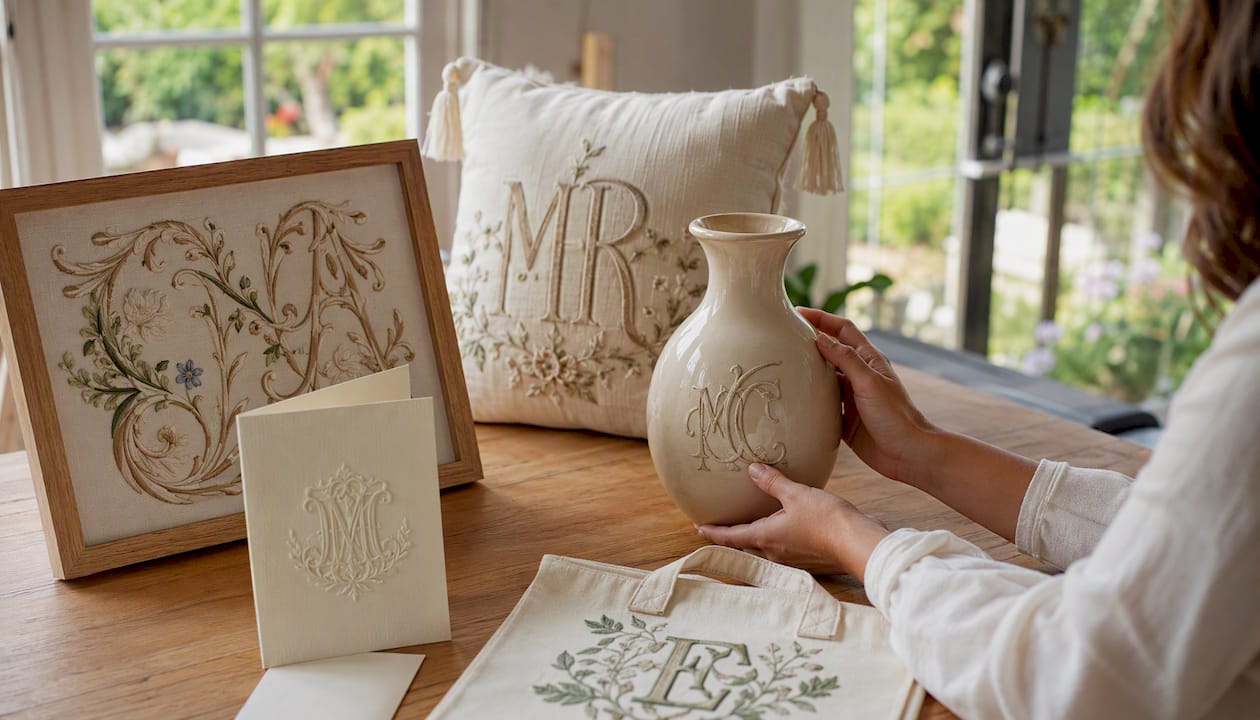 Array of finished monogram products