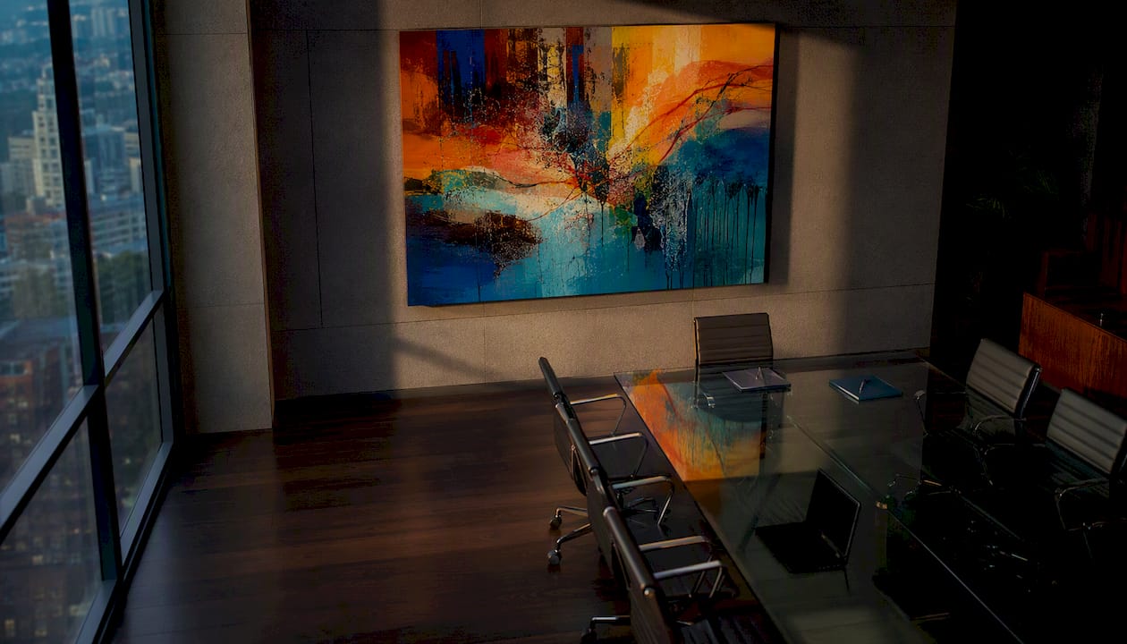 Corporate boardroom with original wall art