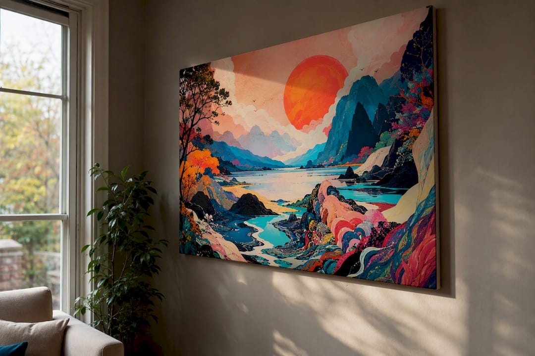 Canvas painting showing compositional elements
