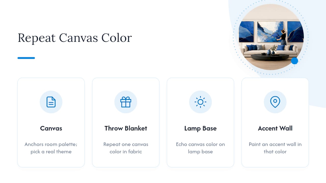 Diagram showing color repetition in room decor