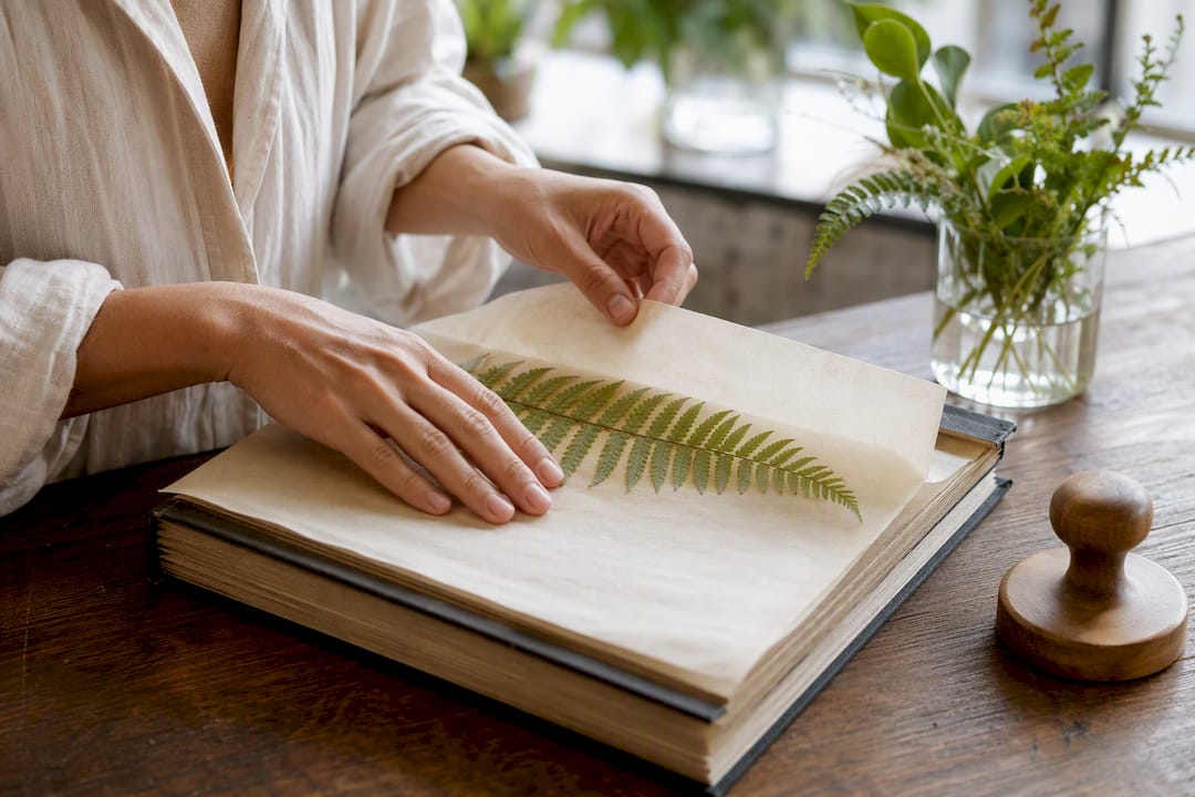 Fern being pressed inside a heavy book