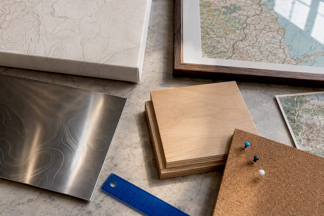 Map art materials and push pins