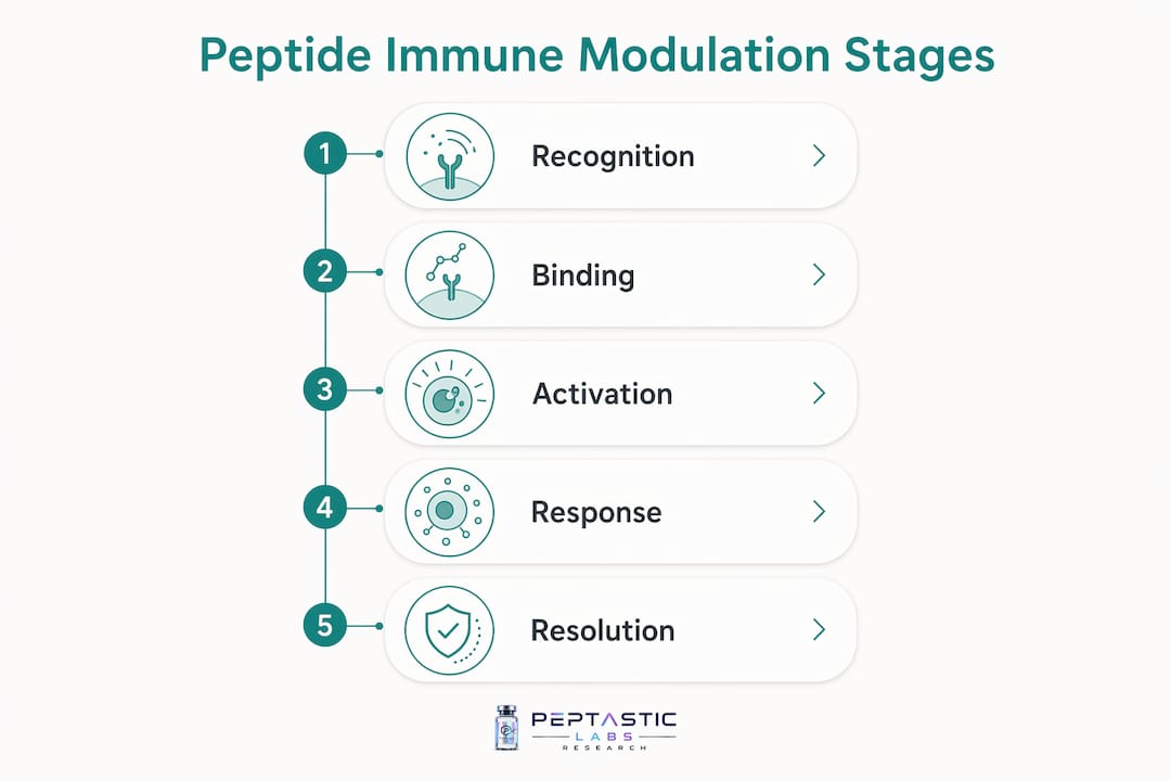 Infographic showing stages of peptide immune modulation