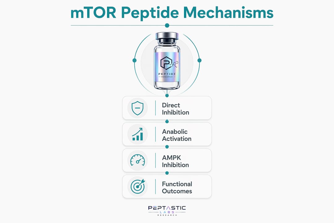 Infographic illustrating mTOR peptide modulation steps