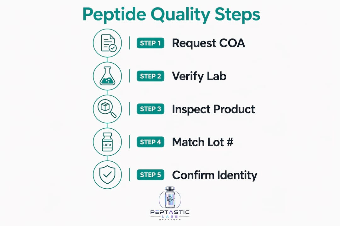 Infographic outlining peptide quality verification steps