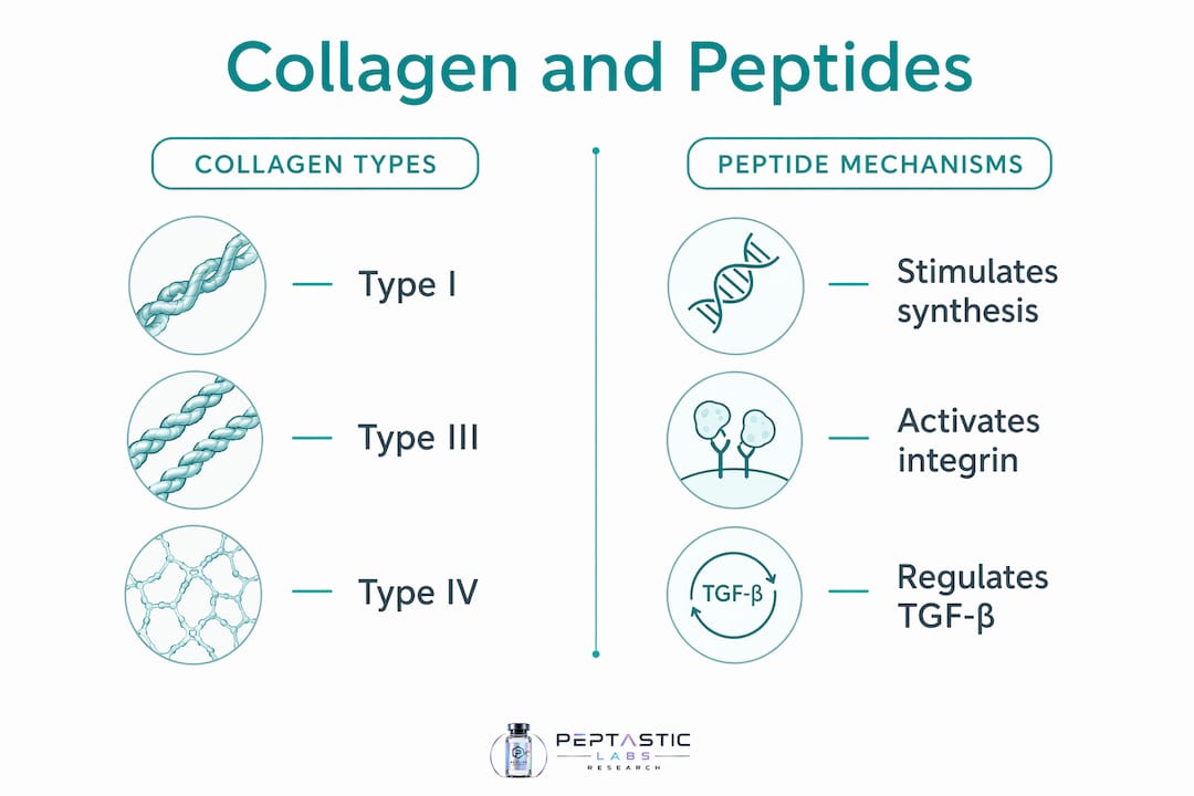 Infographic comparing collagen types and peptide mechanisms
