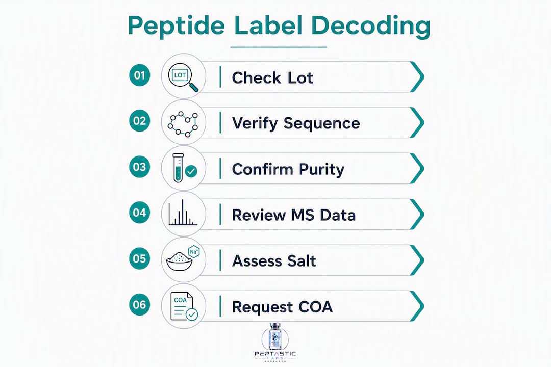 Infographic illustrating peptide label decoding steps