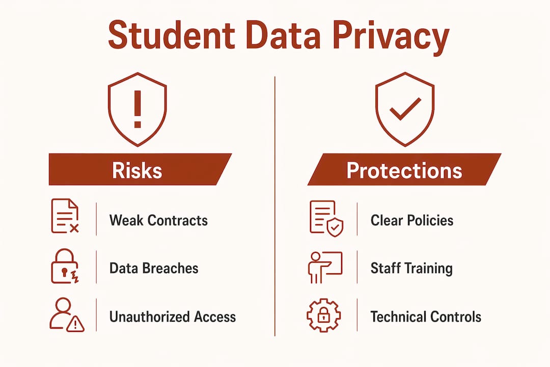 Infographic showing data privacy risks and protections