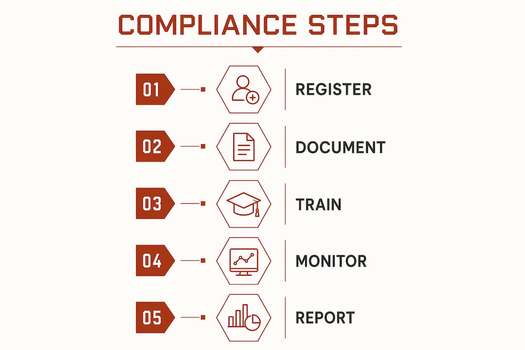 Infographic illustrating five key compliance steps