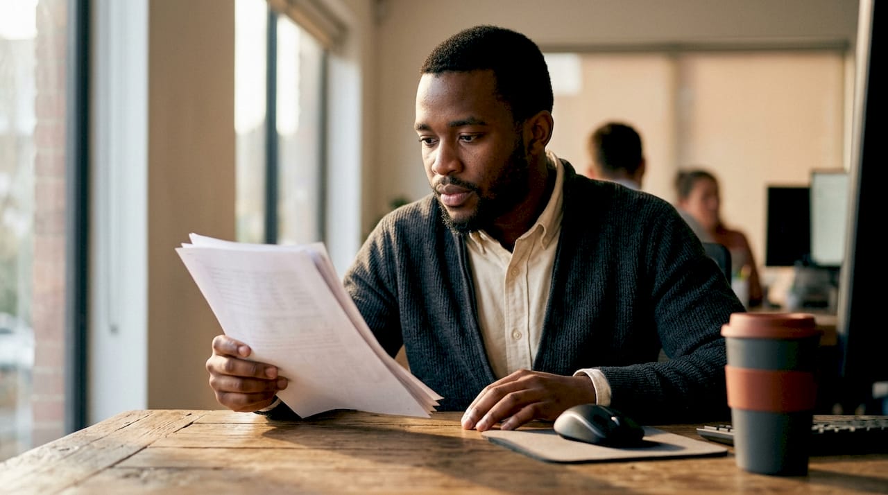 Business analyst reviewing customer data control