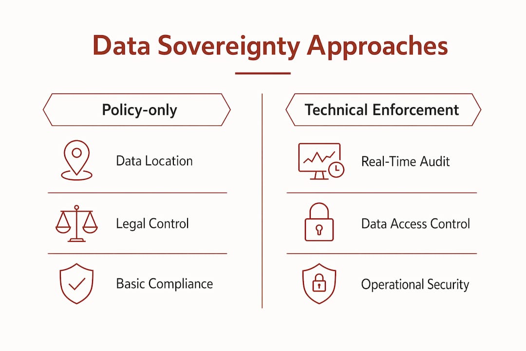 Infographic comparing policy-only and technical enforcement approaches