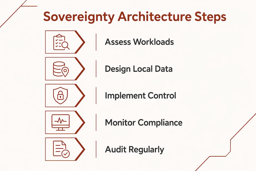 Infographic illustrating steps to achieve data sovereignty