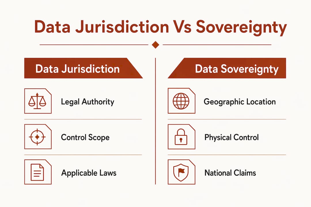 Infographic comparing data jurisdiction and data sovereignty