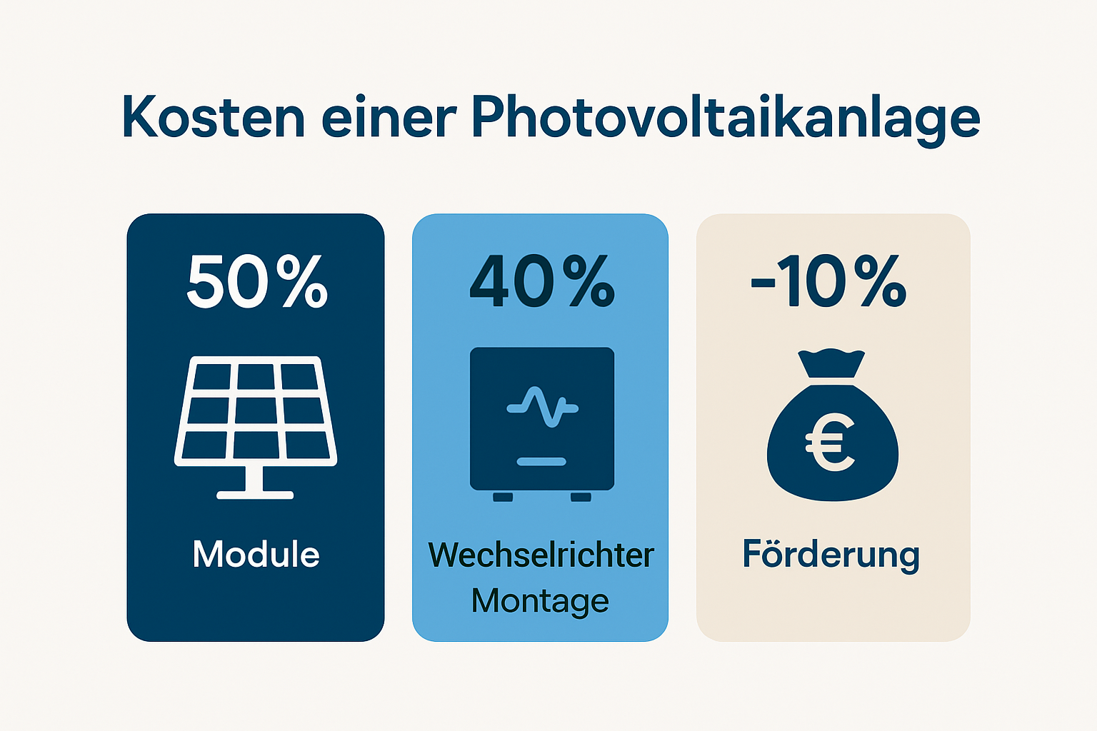 Infografik zu Photovoltaik-Kosten und Fördermöglichkeiten