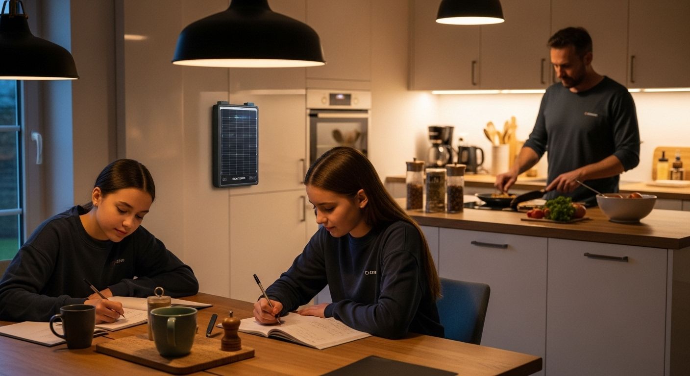 Solarspeicher Abend Familie Alltag