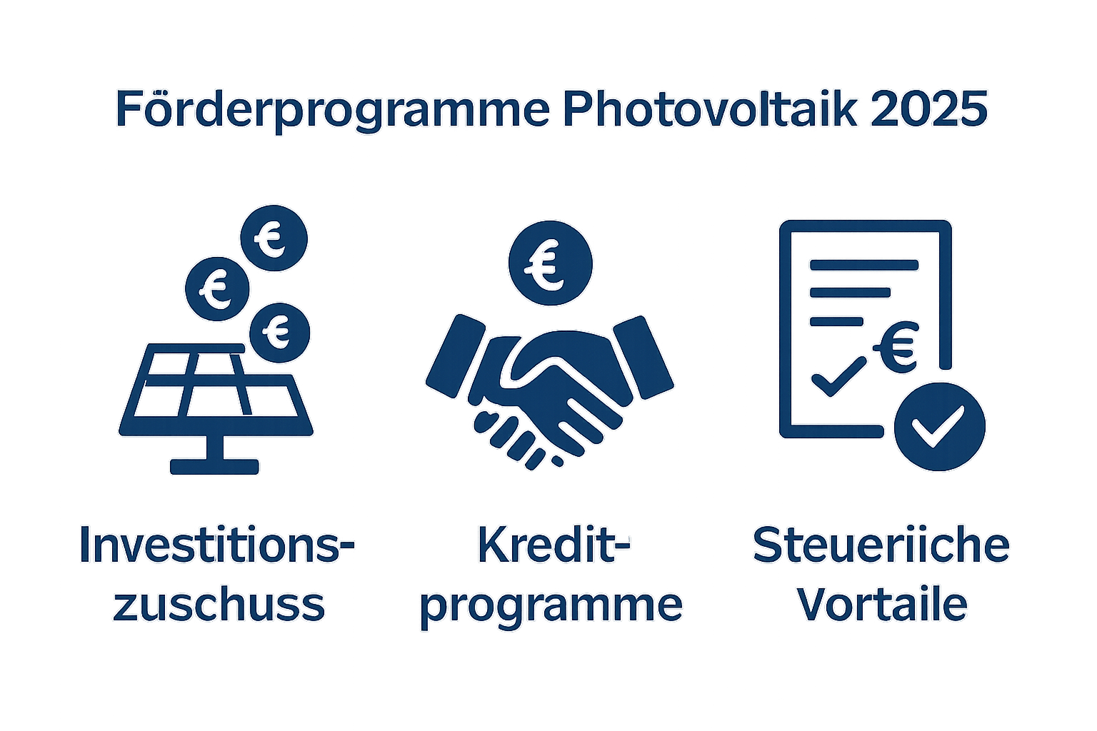Infographic comparing main Photovoltaik 2025 funding types