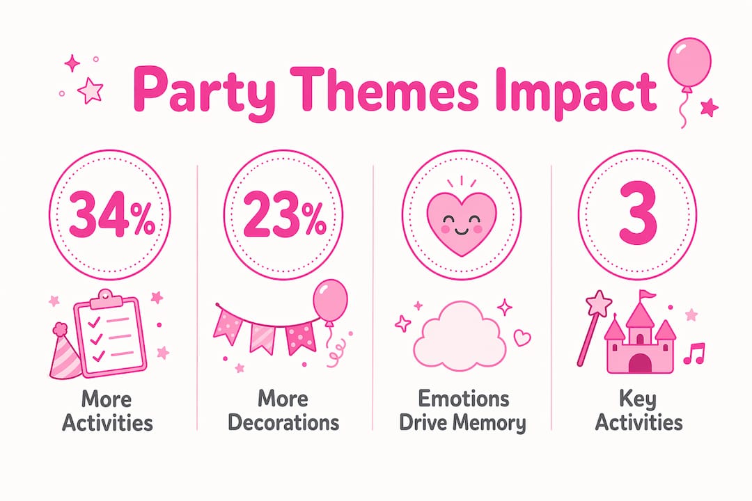 Infographic showing key statistics on kids party themes