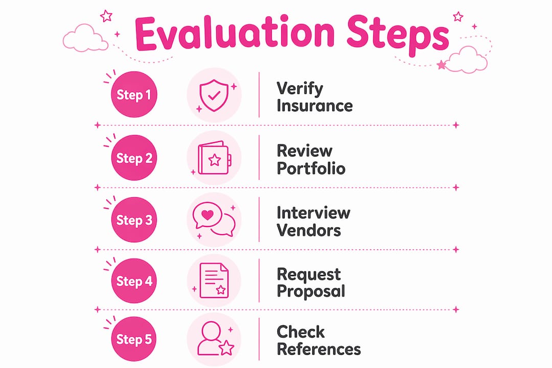 Infographic showing five steps to evaluate entertainment vendors