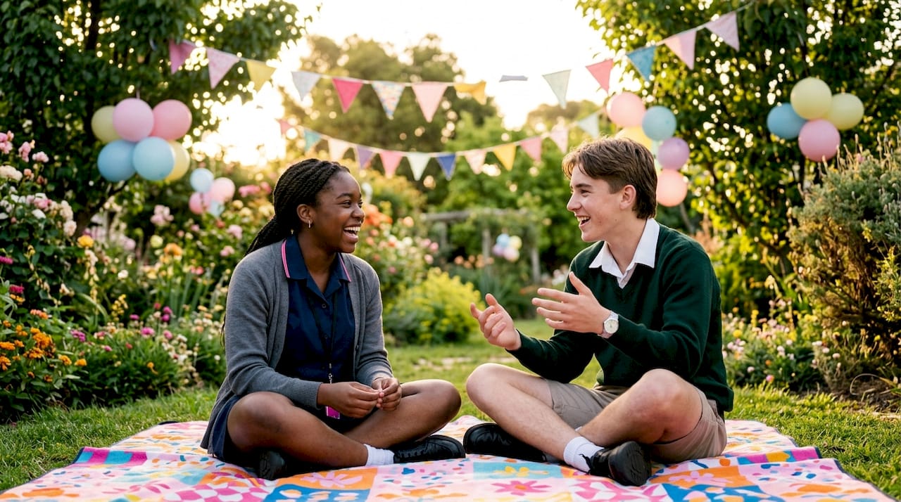 Students enjoying interactive entertainment outdoors