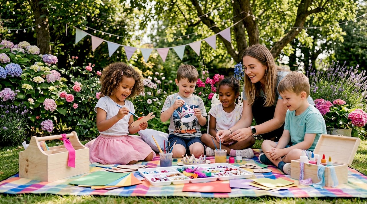 Children crafting at bespoke party