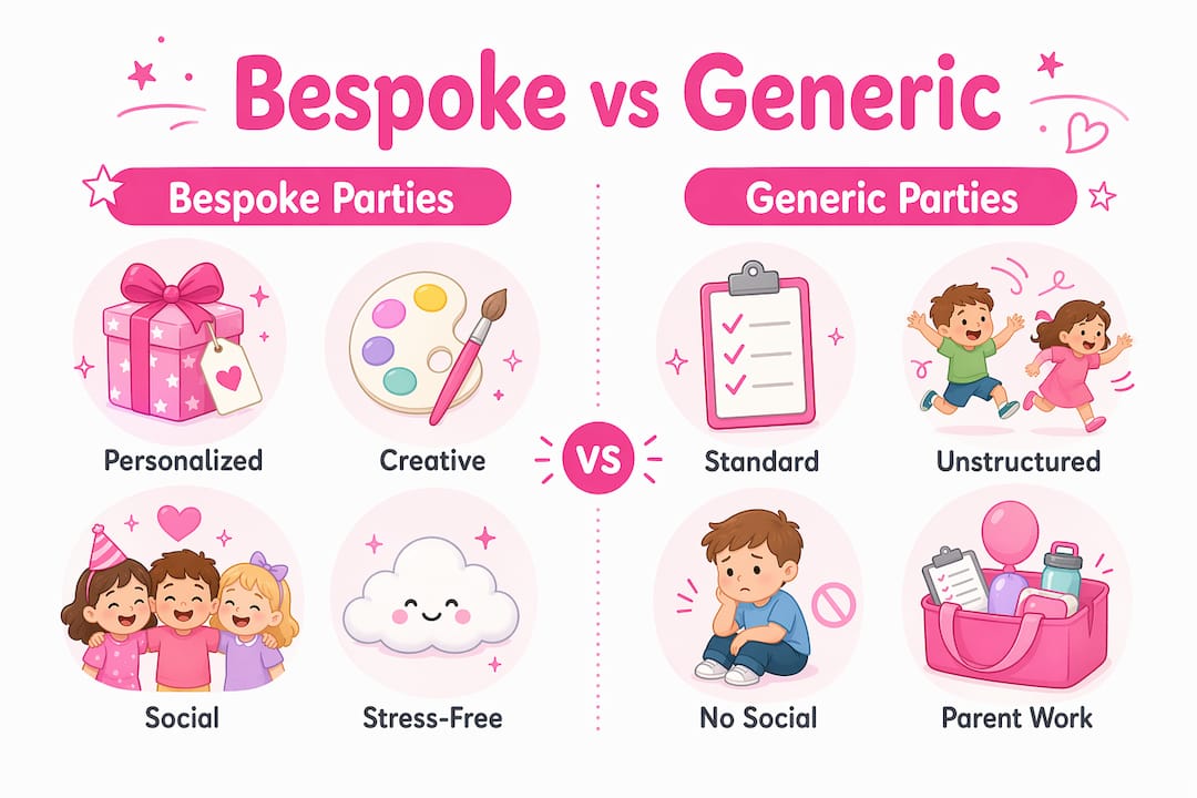 Infographic comparing bespoke and generic parties