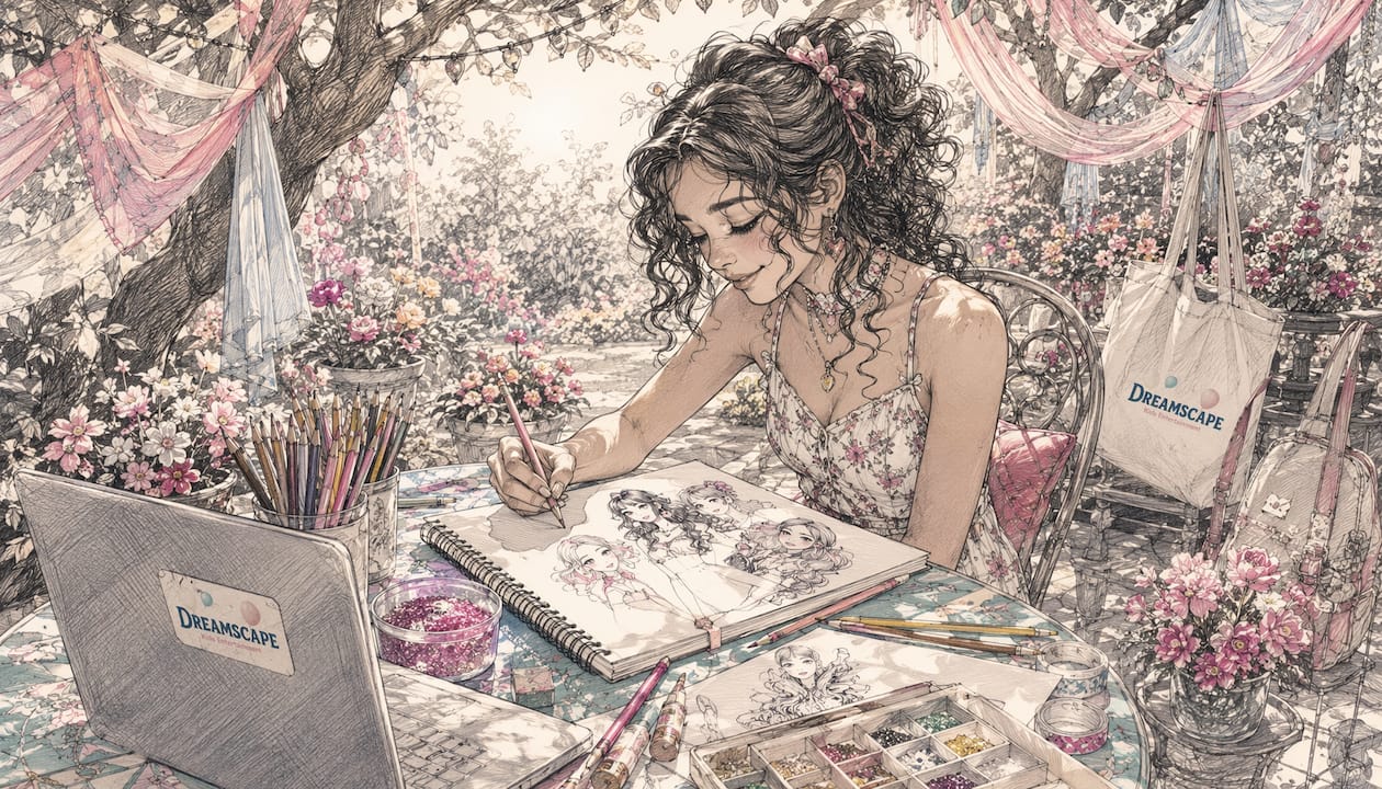 Artist sketching K-pop inspired character designs