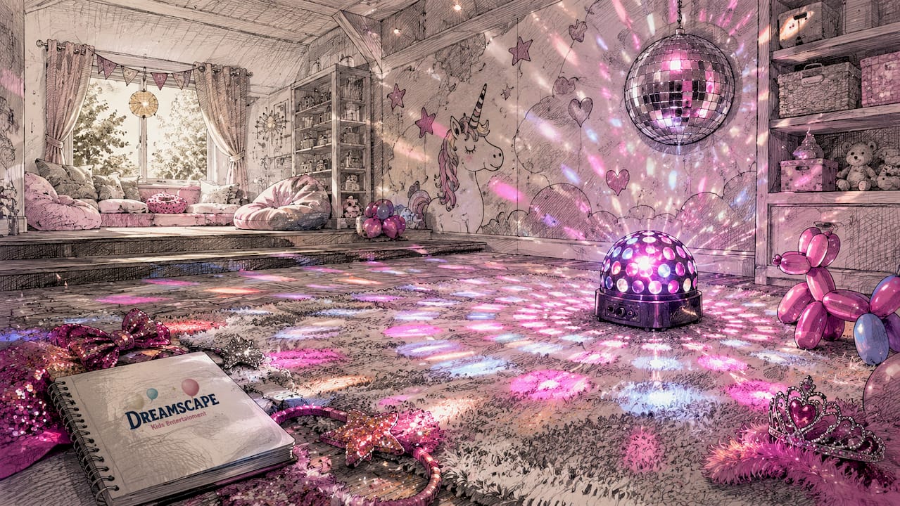 LED disco light illuminating kids party floor