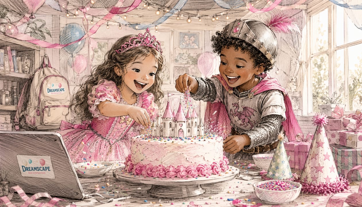 Kids enjoying themed birthday party outdoors