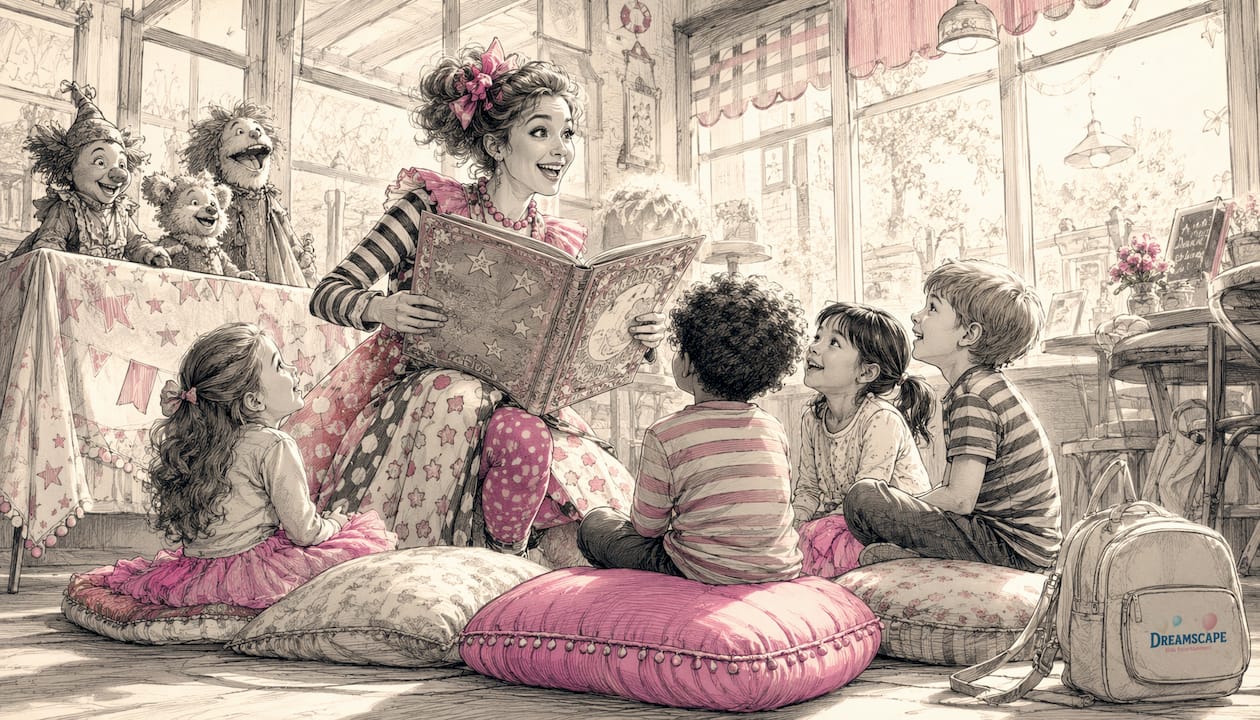 Children watching a professional entertainer indoors
