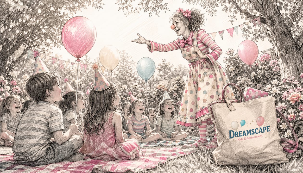 Professional entertainer engaging children at party