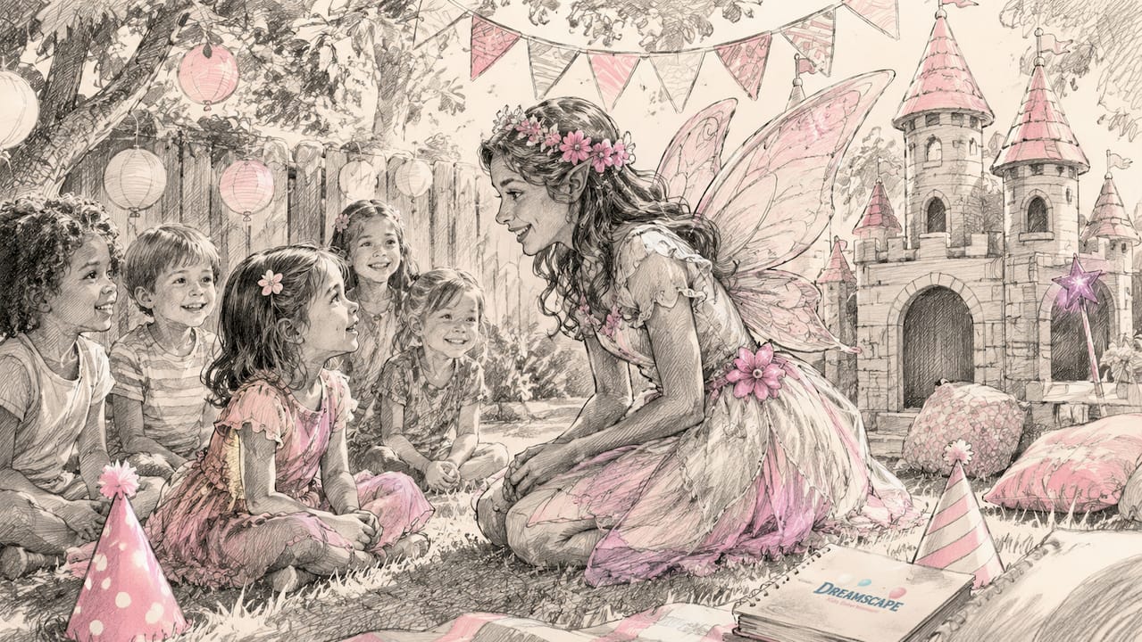 Children meeting a princess character at party