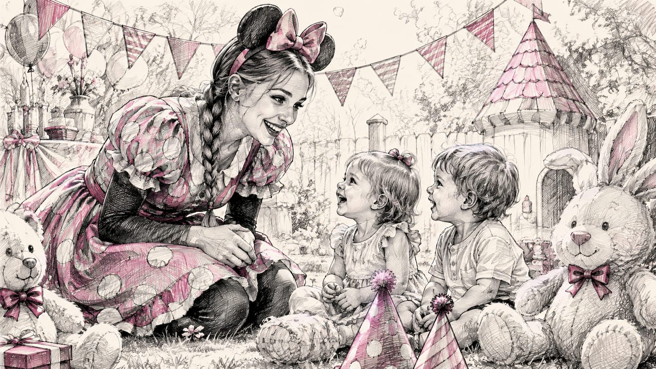 Toddler entertainer engaging toddlers at a party