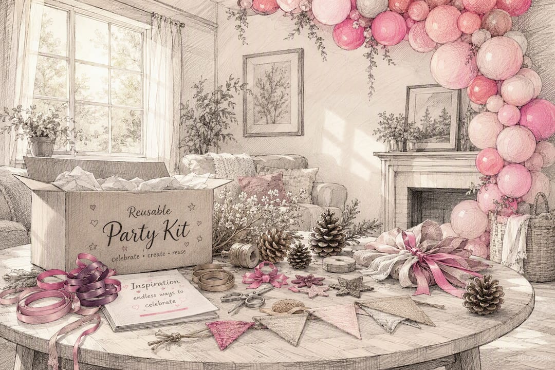 Reusable neutral balloon garland and seasonal props