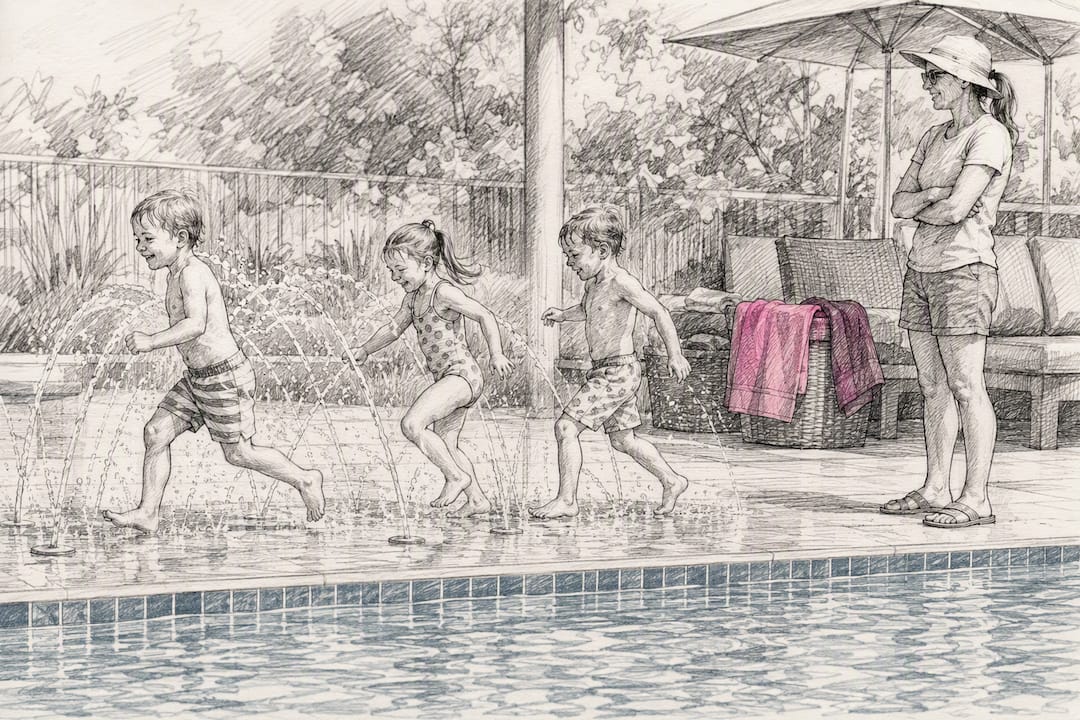 Children enjoying supervised summer water play