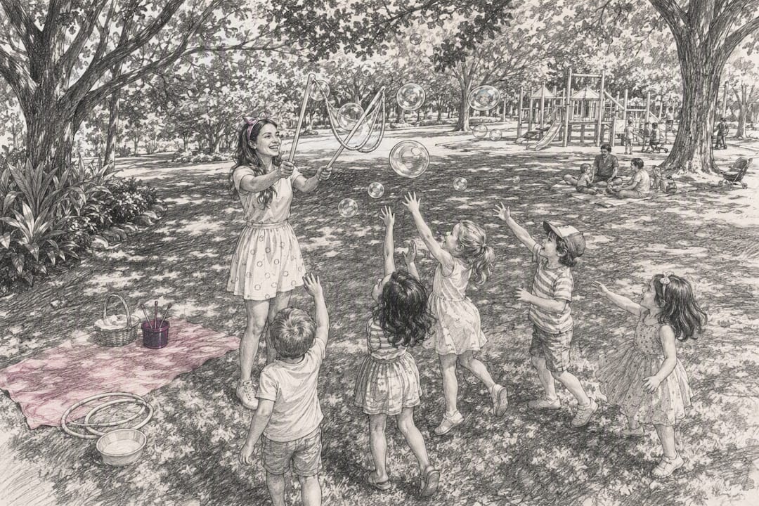 Children playing structured games in shaded park