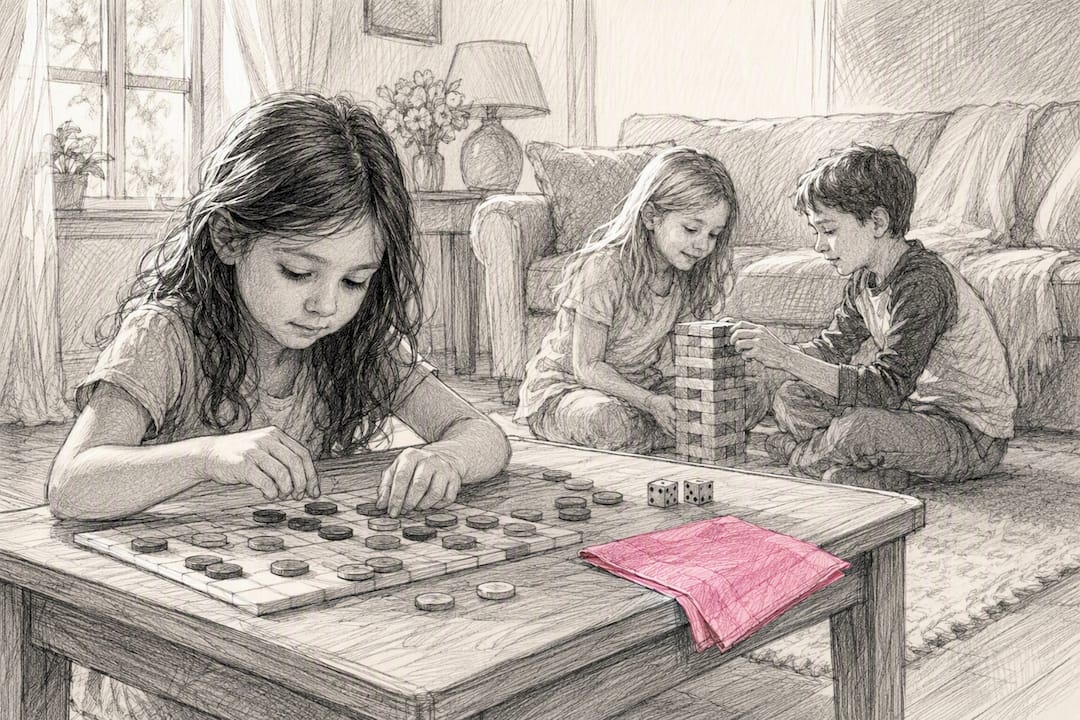 Shy child choosing a quiet birthday game