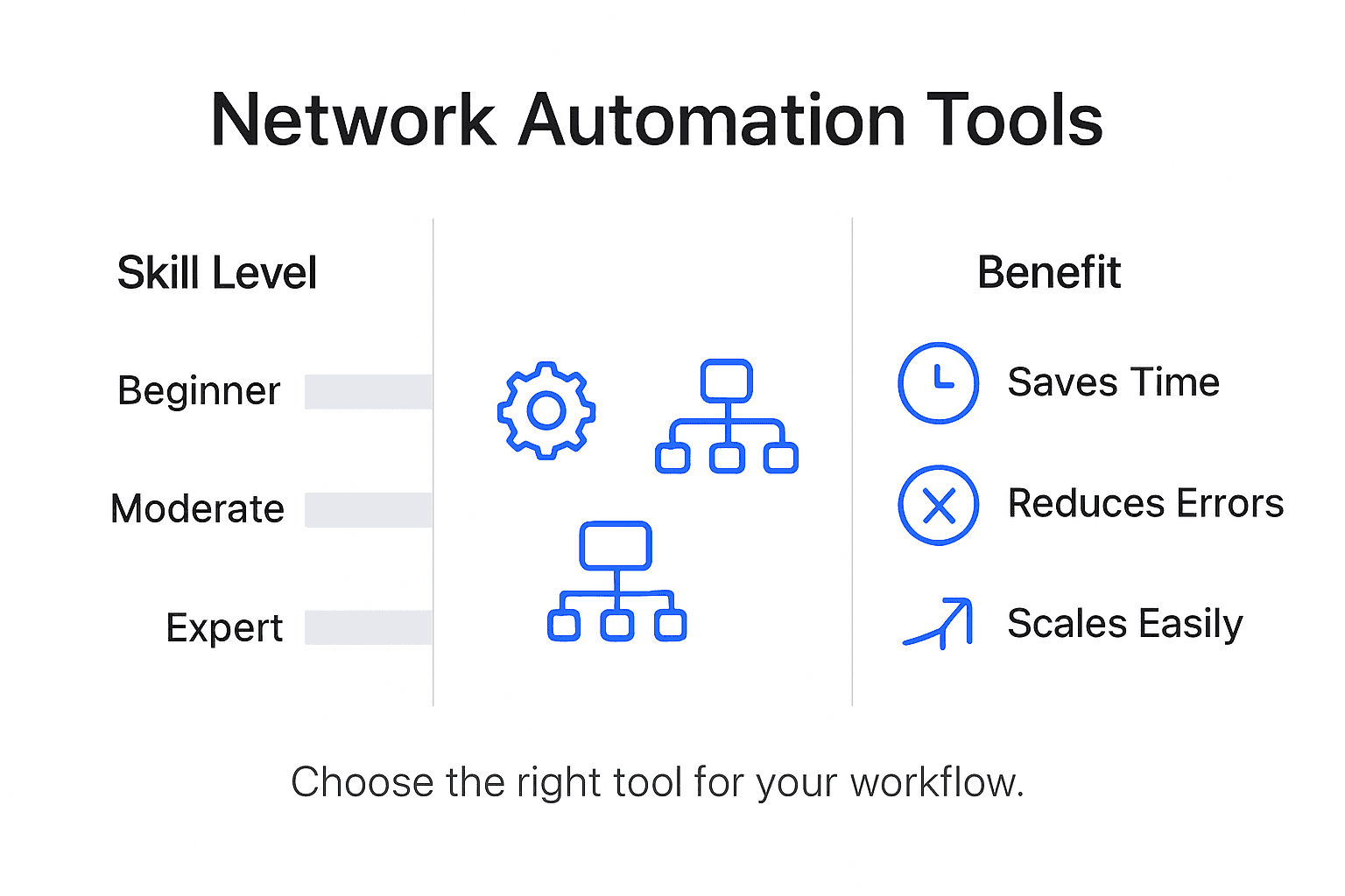 Infographic showing network automation tool comparison