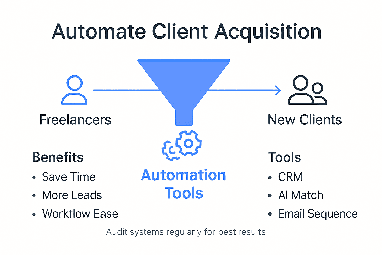 Infographic overview of client acquisition automation