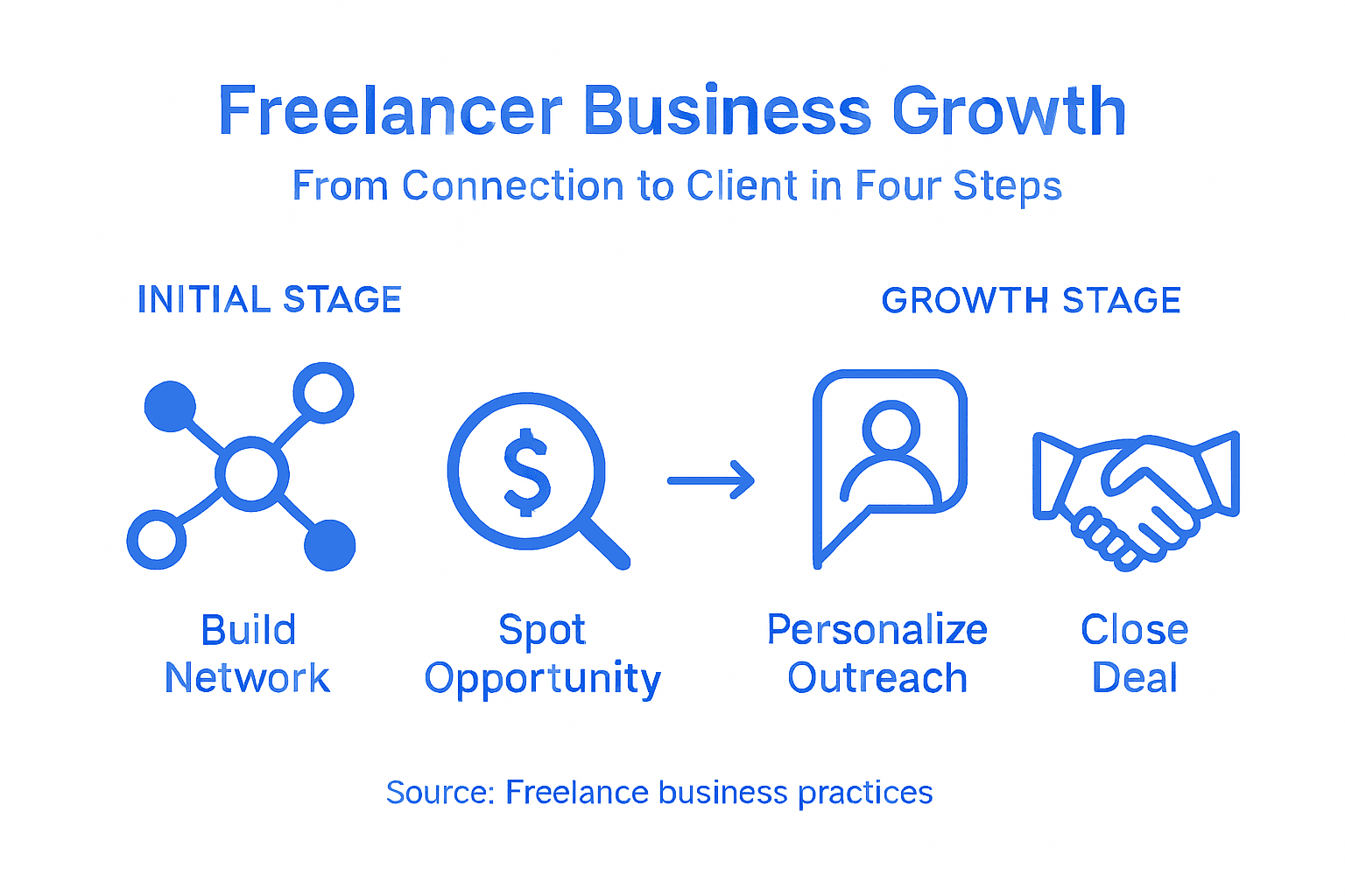 Infographic on freelancer client growth steps