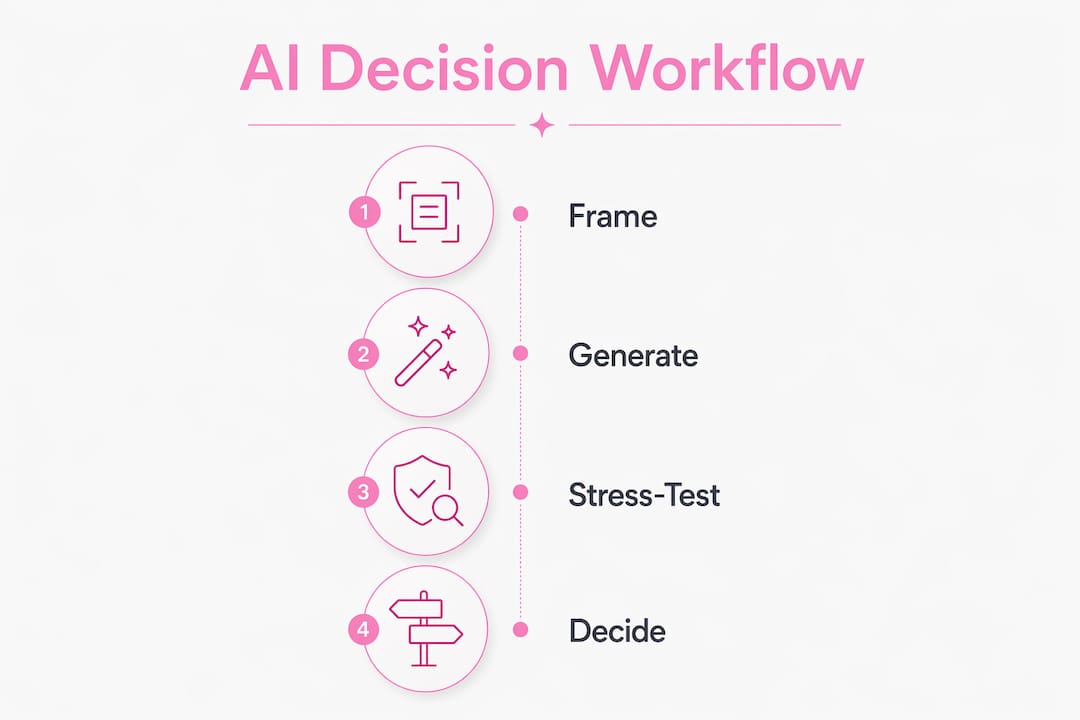 Infographic illustrating AI decision making workflow steps