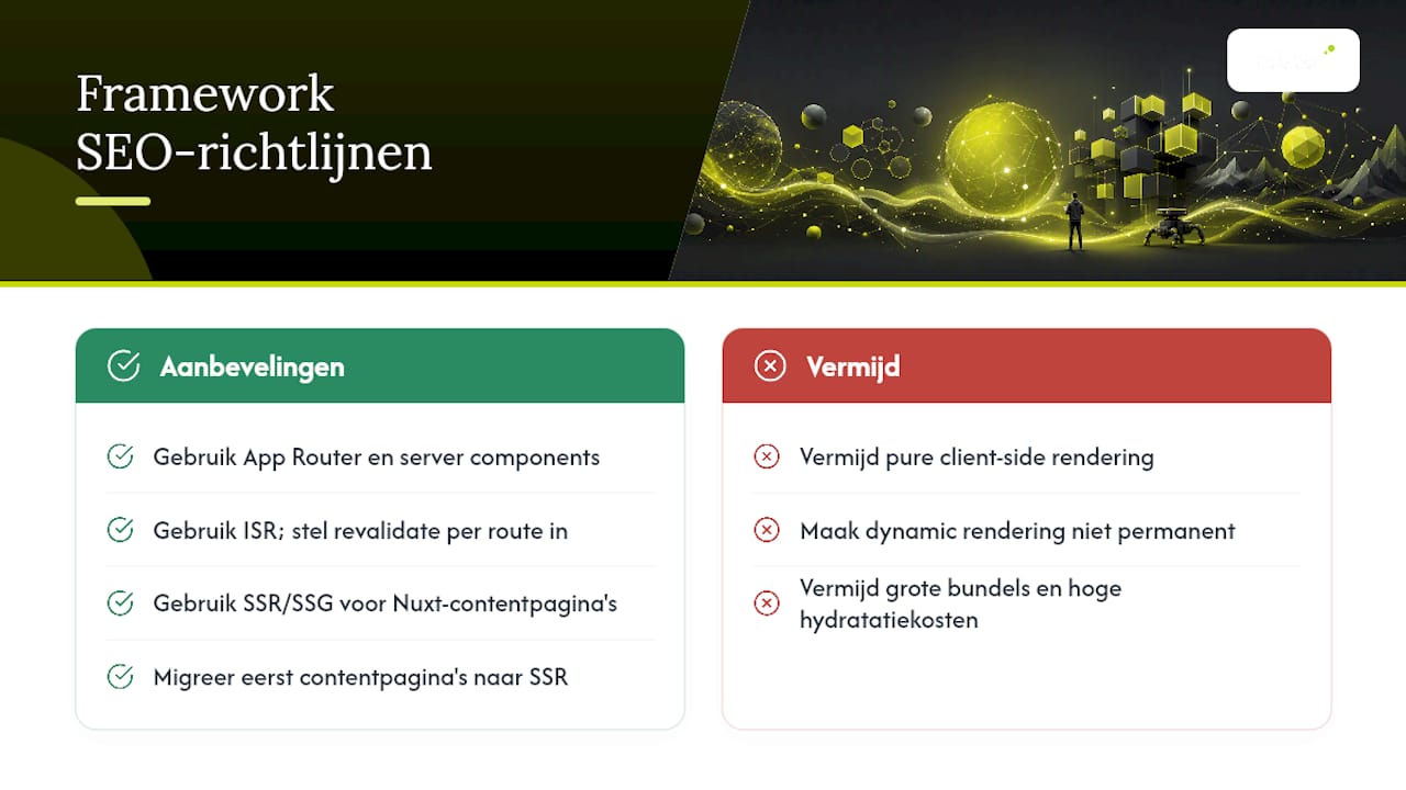 Wat betekent JavaScript SEO per framework? — overview diagram