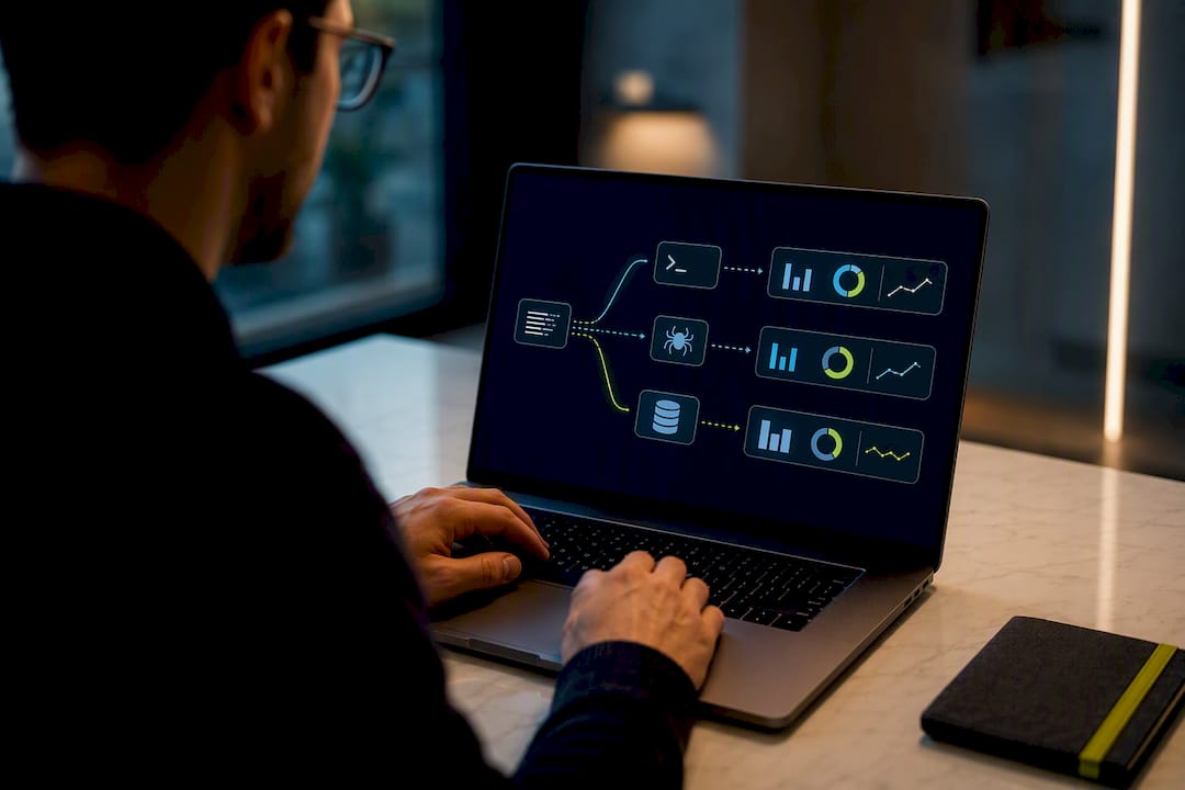 Loggegevens verdeeld over drie analysetools