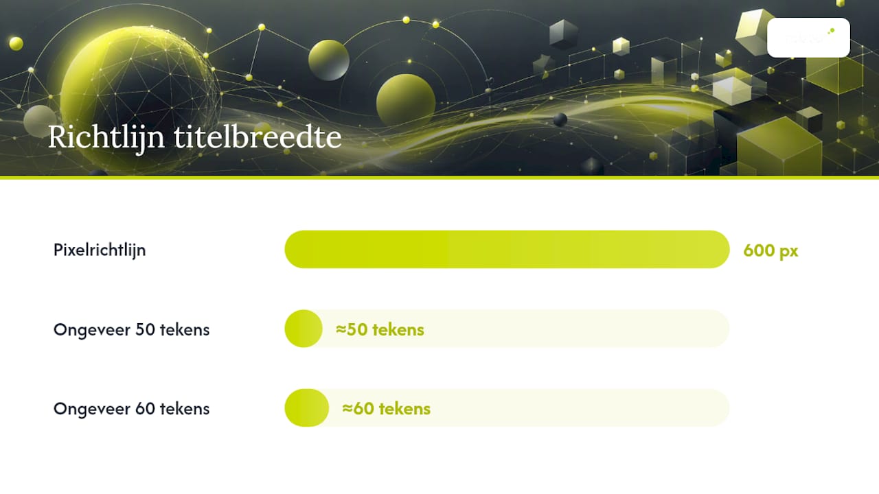 Richtlijn voor de pixelbreedte van de title tag